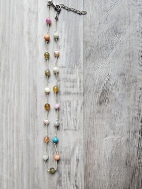 Rachel Multicolor Beaded Necklace Double Strand Neutral Pastel